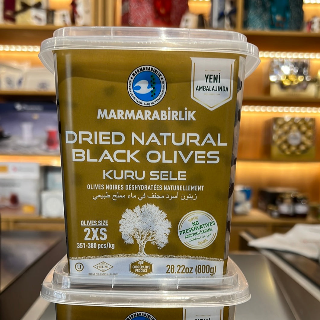 MARMARABIRLIK GEMLIK BLACK OLIVES BASKET SERIES 2XS (351-380) 800GR PLASTIC