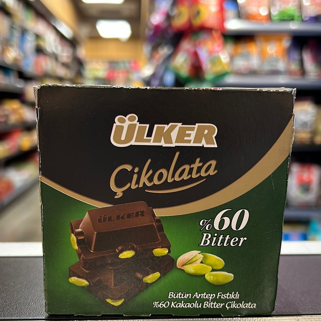 ULKER BITTER W/ PISTACHIO CHOCOLATE BARS 65GR