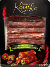 Load image into Gallery viewer, KEYIFCE TURKISH DELIGHT W/PISTACHIO AND POMEGRANATE AROMA 350GR
