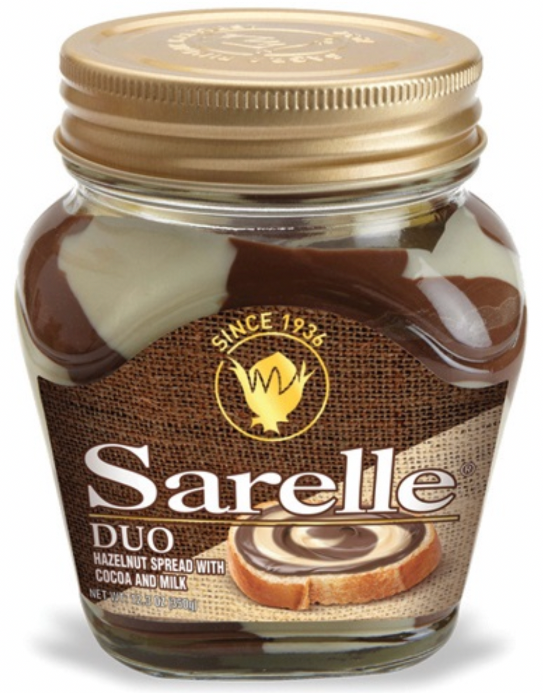 SARELLE DUO HAZELNUT SPREAD W/COCOA AND MILK 350GR