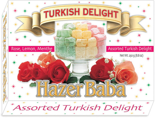 HAZERBABA Rose, Lemon, Mint TURKISH DELIGHT 250g (Pack of 12)