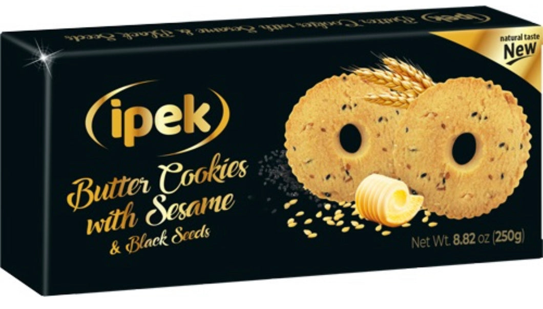 IPEK PREMIUM BUTTER COOKIES SESAME & BLACKSEEDS 250GR