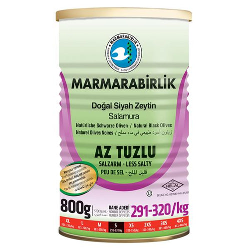 MARMARABIRLIK Black Olives LOW SALT 800g (Pack of 6)