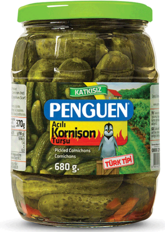 PENGUEN KORNISON PICKLES HOT 680ML GLASS