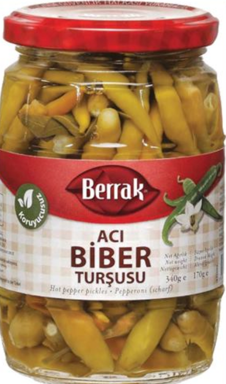 BERRAK HOT PEPPER PICKLES 330g GLASS