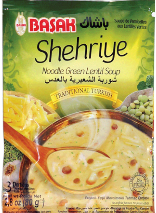 BASAK NOODLE GREEN LENTIL (TUTMAC) SOUP 75GR (SEHRIYE)