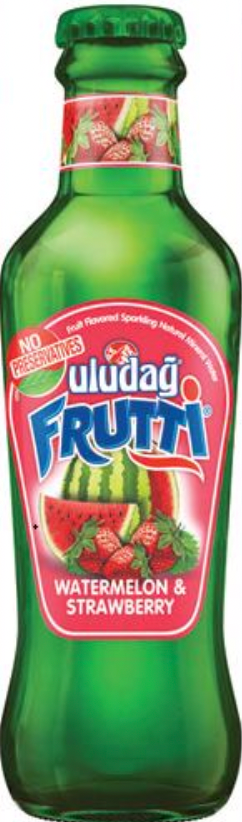 ULUDAG FRUTTI MINERAL WATER W STRAWBERRY MELON  200ML GLASS