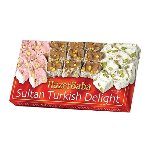 HAZERBABA Sultan Turkish Delight w/ Pistachio 454g (Pack of 12)